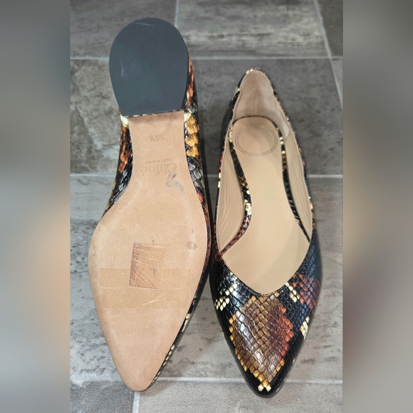 CHLOÉ LAURENA SNAKE EMBOSSED SCALLOPED FLATS. - Picture 6 of 10